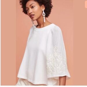 Anthropologie Eri + Ali Kathleen Embroidered Batwing Blouse Size Small NWT